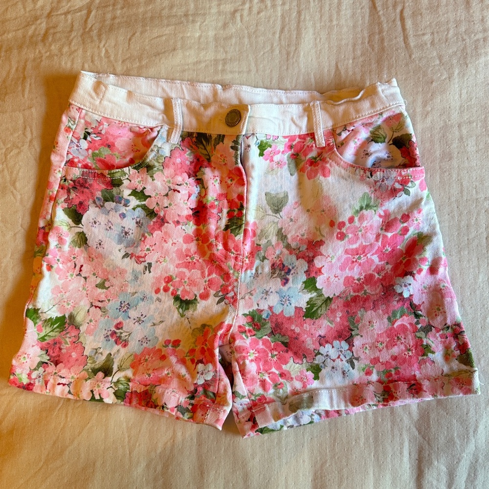 Monsoon Pink Floral Shorts Girls Size 9-10 y